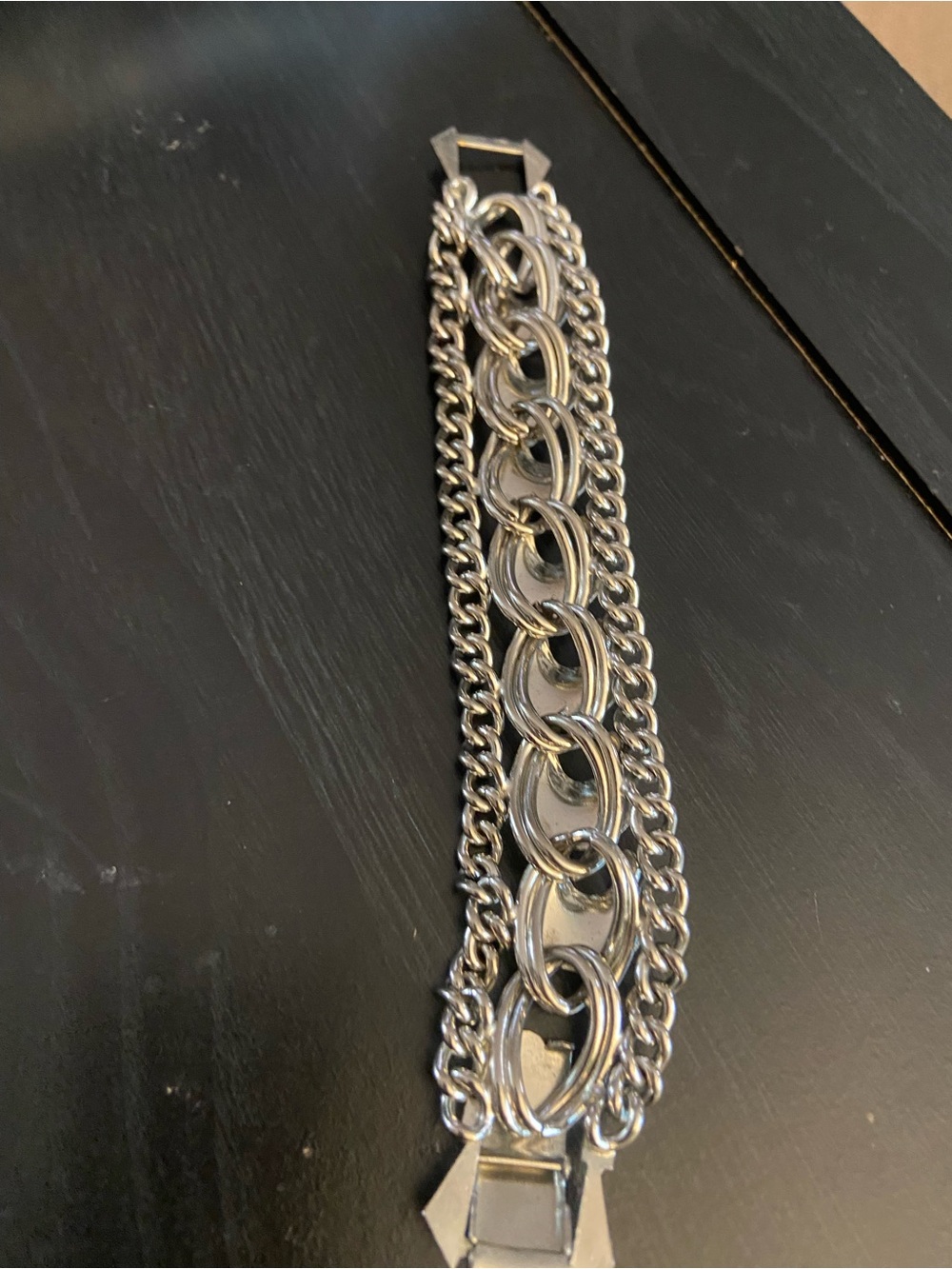 Source Unknown Multi-Row Silver Link Bracelet